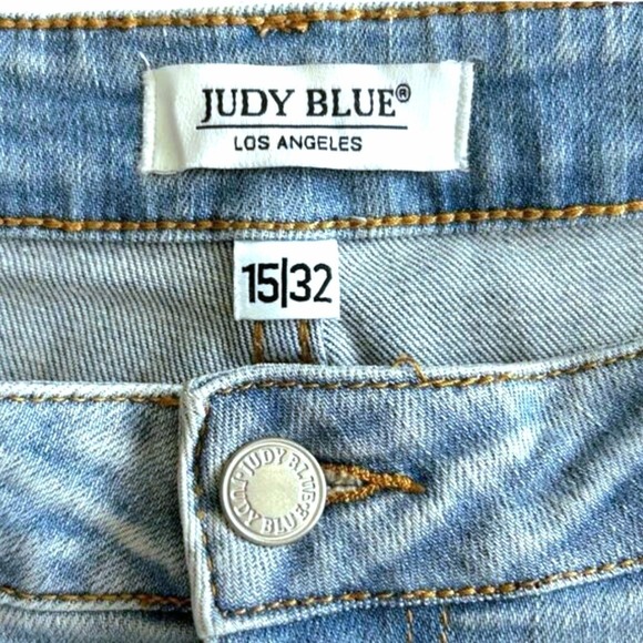 Judy Blue Distressed Blue Jeans Boyfriend Destroyed Light Wash 15 32 14 Ankle - Picture 5 of 16